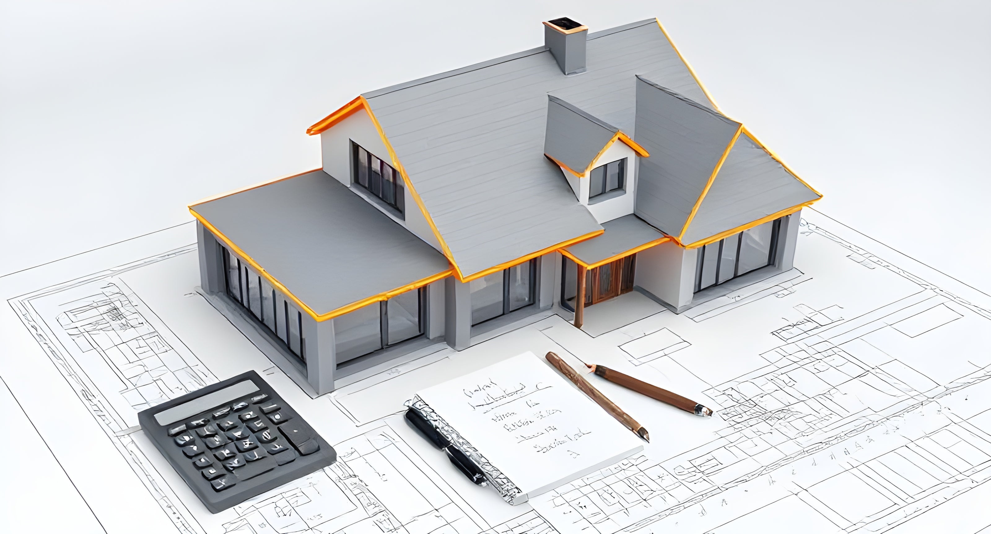 Architectural sketch highlighting the fascia and soffits - fascia and soffit take off tool.