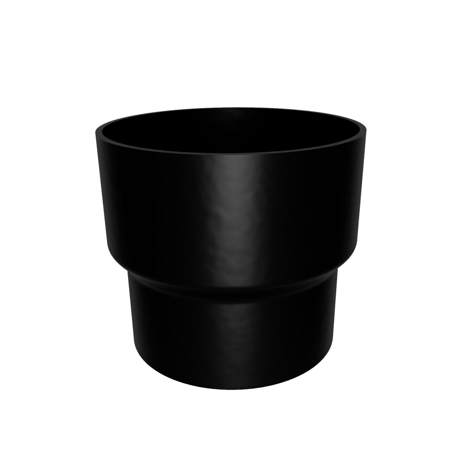 DF6314 - FLUSH JOINT OUTLET TO DOWNPIPE LENGTH CONNECTOR- 63mm DIA - RAL 9005 - Alugutter