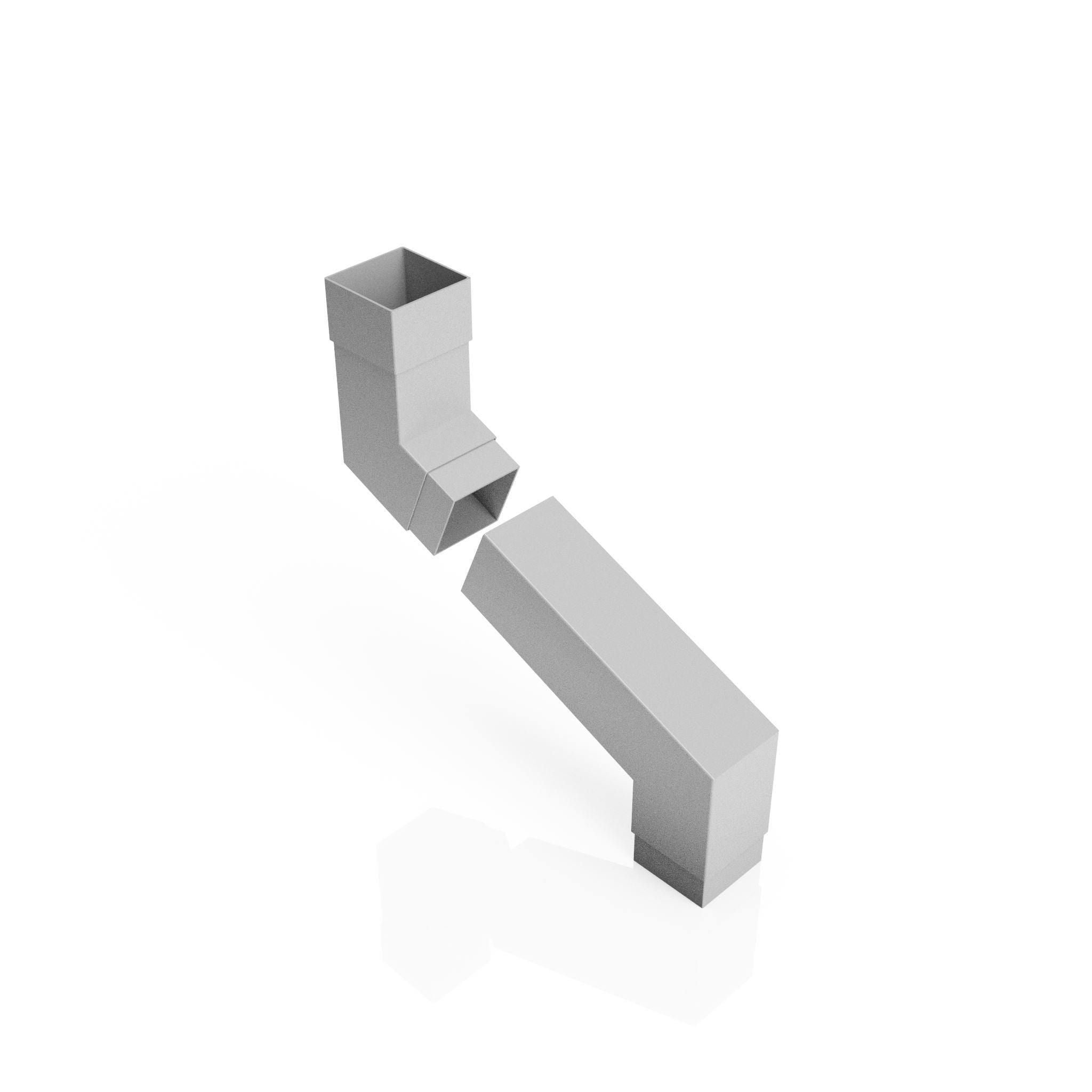 DF7252 - FLUSH JOINT ADJUSTABLE SWANNECK - 100-250mm PROJ - 72x72mm - Alugutter