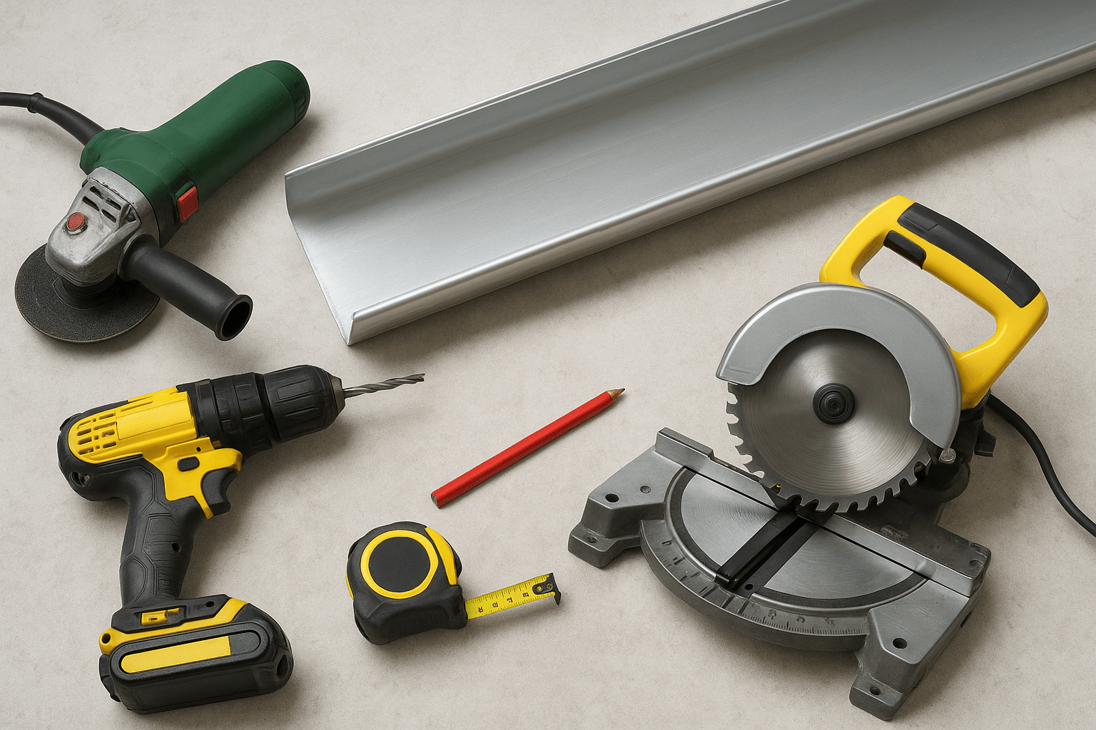 Assortment of Installation Tools needed for Aluminium Guttering Installation