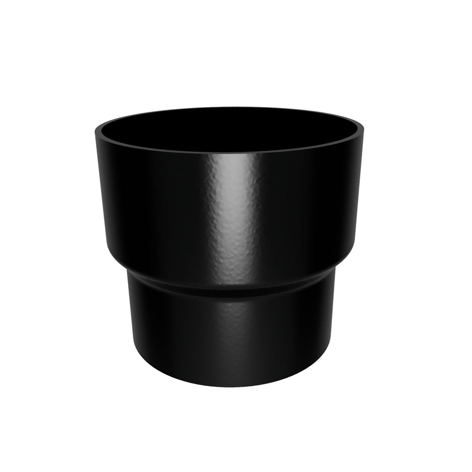 DF7614 - FLUSH JOINT OUTLET TO DOWNPIPE LENGTH CONNECTOR- 76mm DIA - TEXTURED BLACK - Alugutter