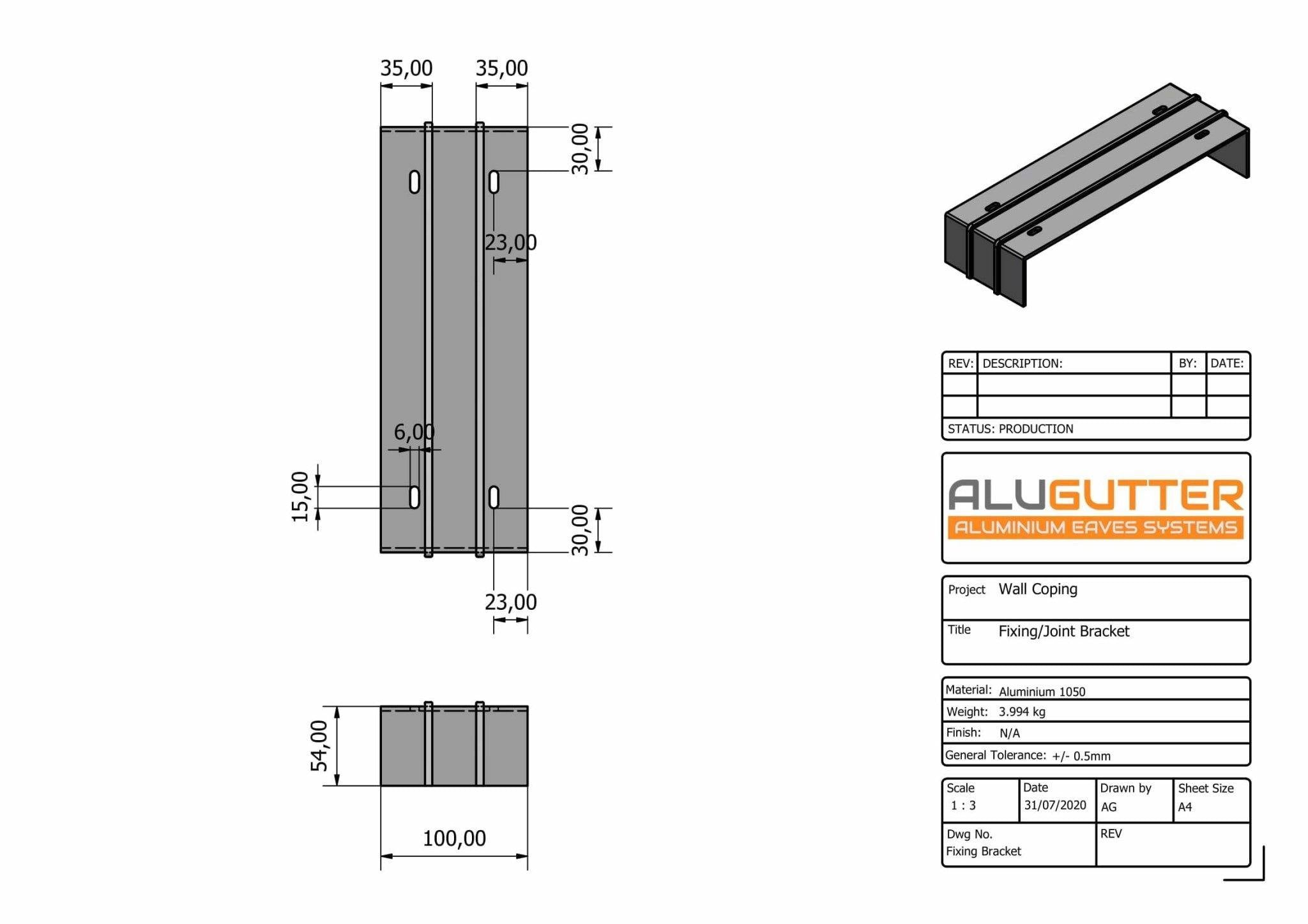 WALL COPING FIXING/JOINT BRACKETS - Alugutter